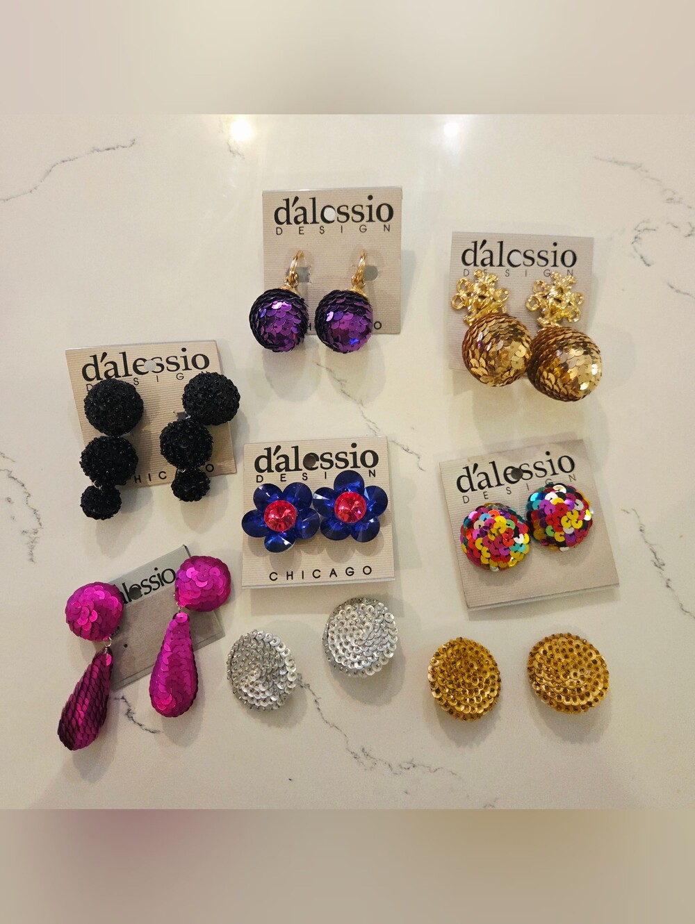 BOLD VTG DALESSIO Mixed Colors Shapes Red Gold Black Gold Silver Earrings Lot 8